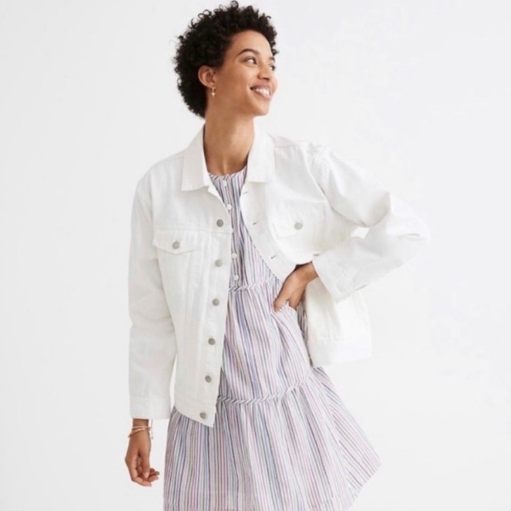 White Oversized Madewell Jean Jacket